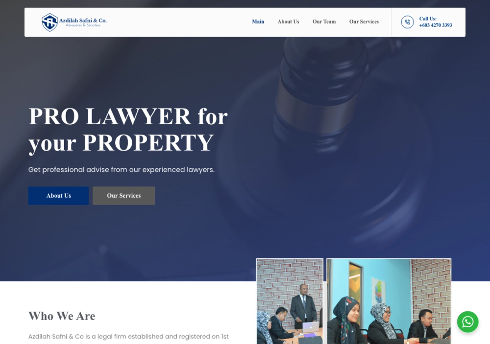 官网首页截图 · 2026-10-24 Azdilah Safni & Co 官网首页截图