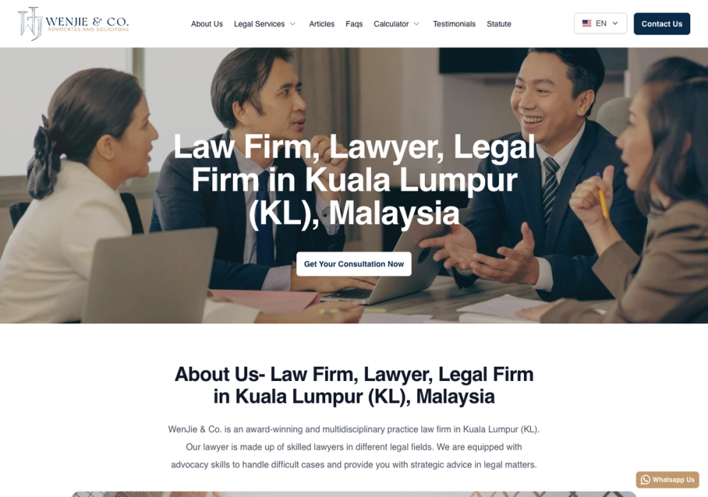 WenJie & Co. Law Firm | Kuala Lumpur Malaysia 官网首页截图