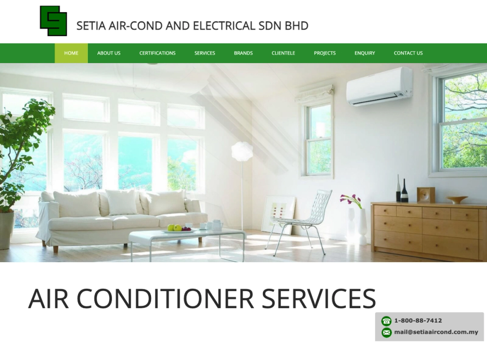 Setia Air-Cond And Electrical Sdn. Bhd. 官网首页截图