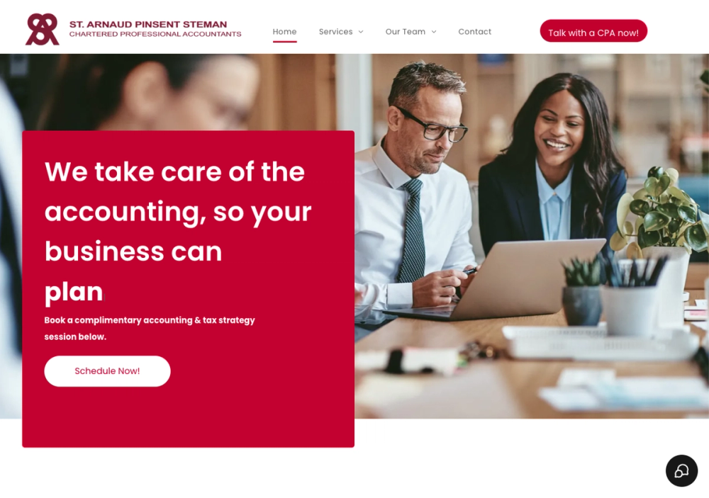 官网首页截图 · 2026-10-23 St Arnaud Pinsent Steman Chartered Professional Accountants 官网首页截图