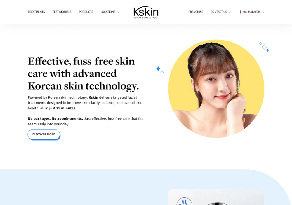 Kskin Korean Express Facial（Pearl Point） 官网首页截图