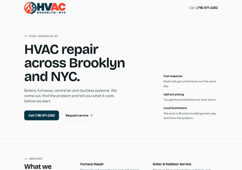 HVAC Brooklyn - NYC 官网首页截图