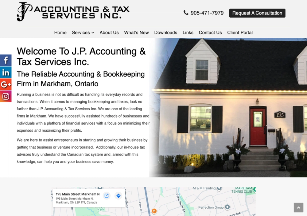JP Accounting & Tax Services Inc 官网首页截图