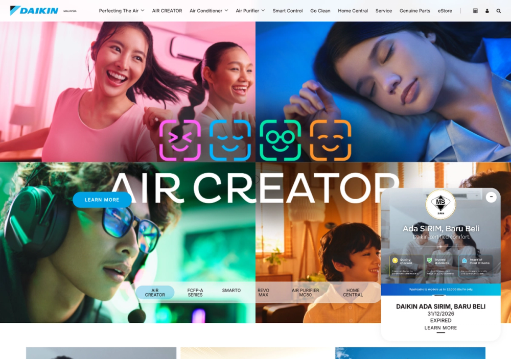 官网首页截图 · 2026-10-17 Daikin Malaysia Sales & Service Sdn. Bhd. (Melaka Branch) 官网首页截图