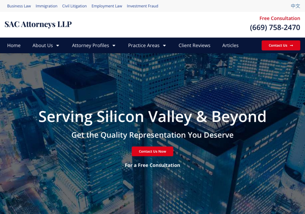 SAC Attorneys LLP 官网首页截图