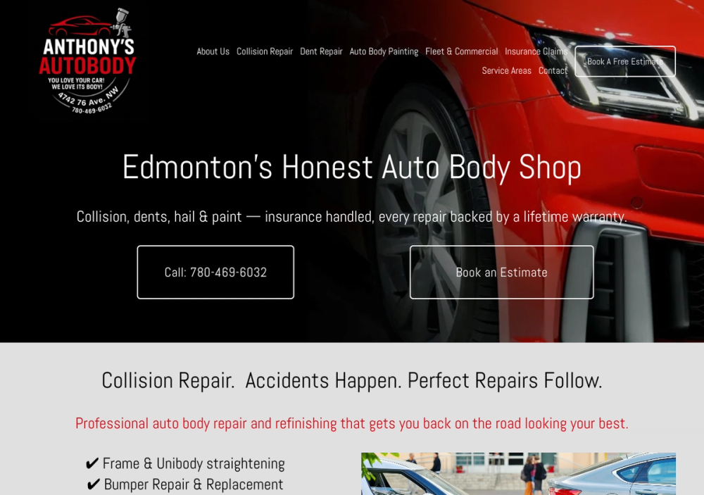 Anthony's Auto Body 官网首页截图