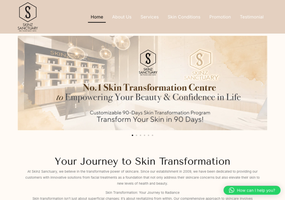 Skinz Sanctuary KL Gateway Mall 官网首页截图