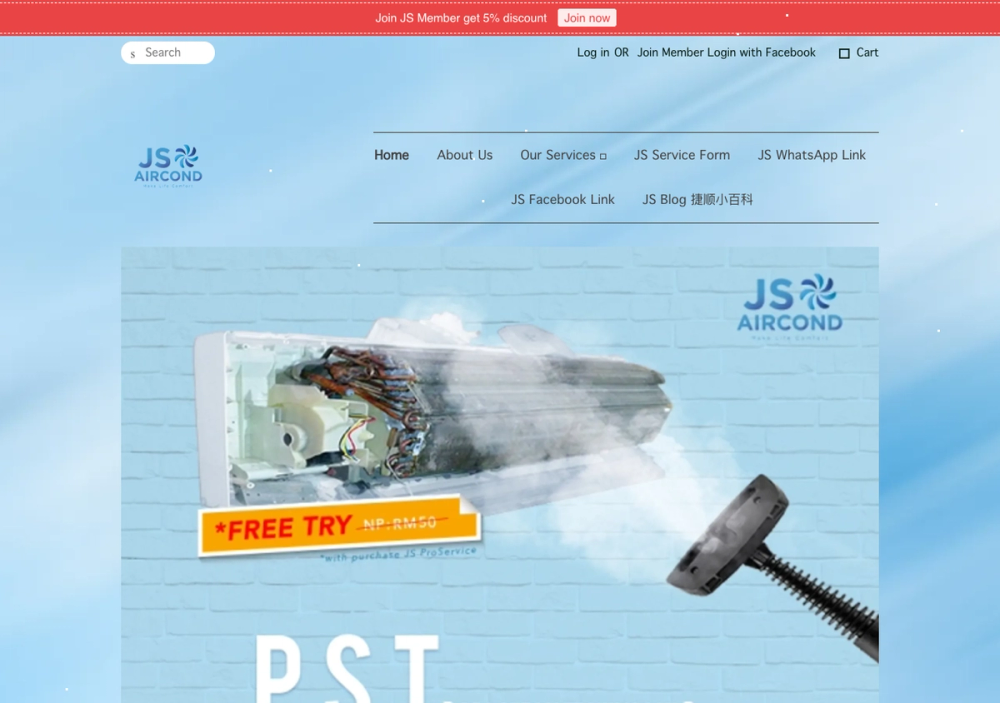 JS Air-Cond | Ipoh 官网首页截图