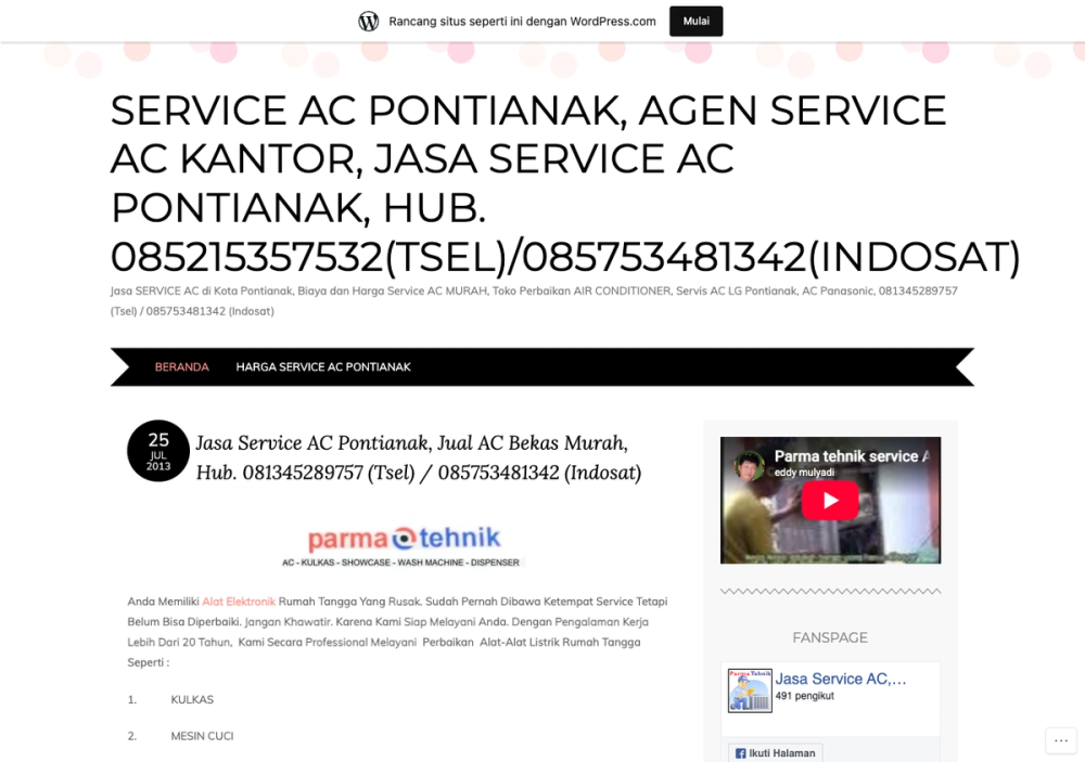 Service Ac Electronics Pontianak | Parma Technics 官网首页截图