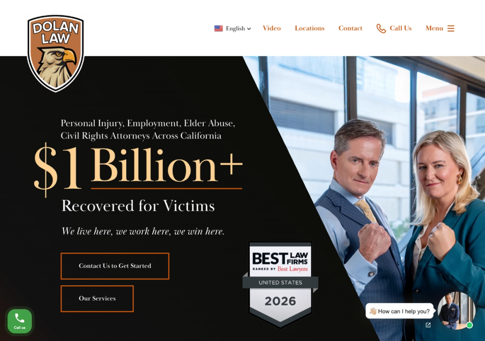 官网首页截图 · 2026-10-18 Dolan Law Firm, PC Personal Injury Lawyers 官网首页截图