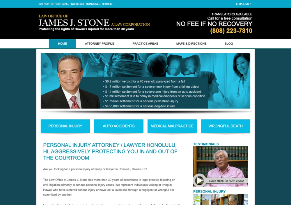 Law Office of James J. Stone 官网首页截图