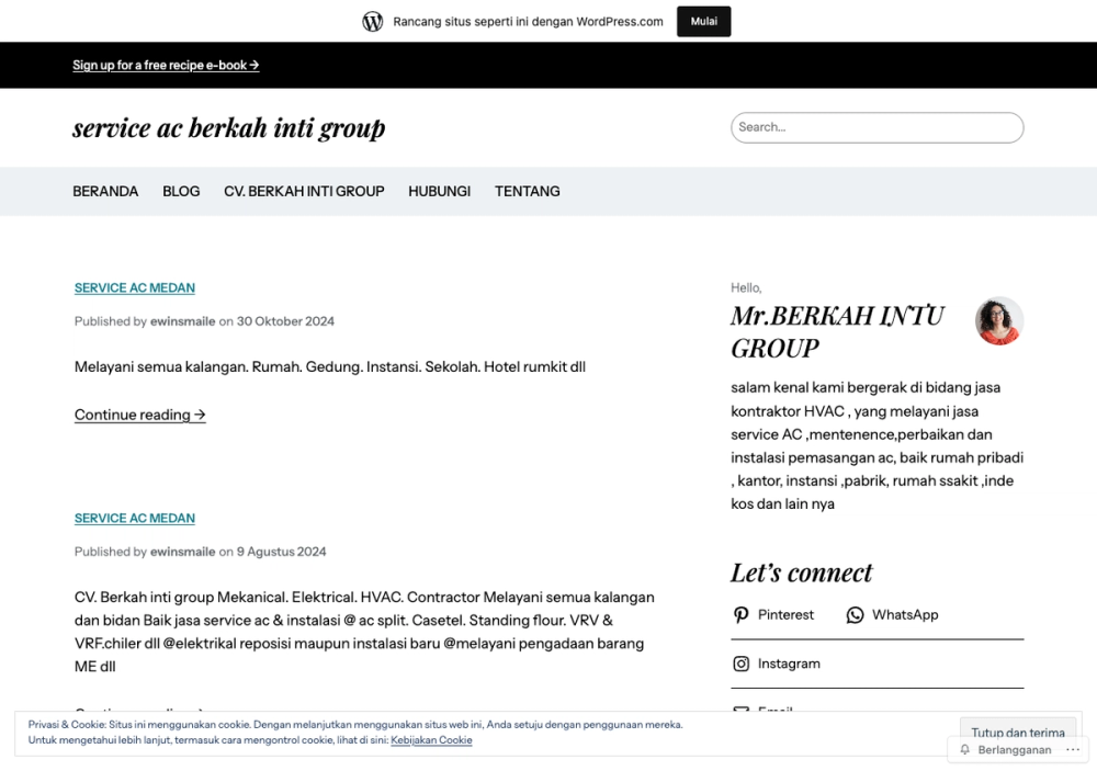 官网首页截图 · 2026-10-14 Mr. Berkah Intu group ( service ac) 官网首页截图