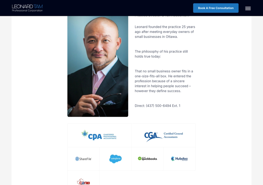 Leonard Tam CPA Team - Toronto Small Business Accountant 官网首页截图