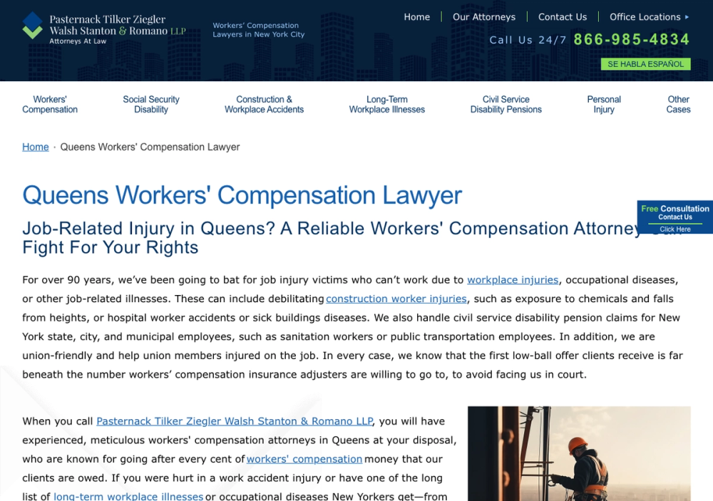 官网首页截图 · 2026-10-12 Pasternack Tilker Ziegler Walsh Stanton & Romano L.L.P. 官网首页截图