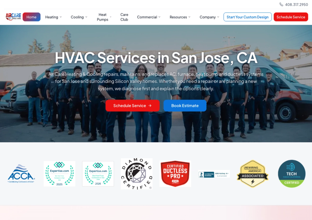 Air Care Heating & Cooling Inc. 官网首页截图
