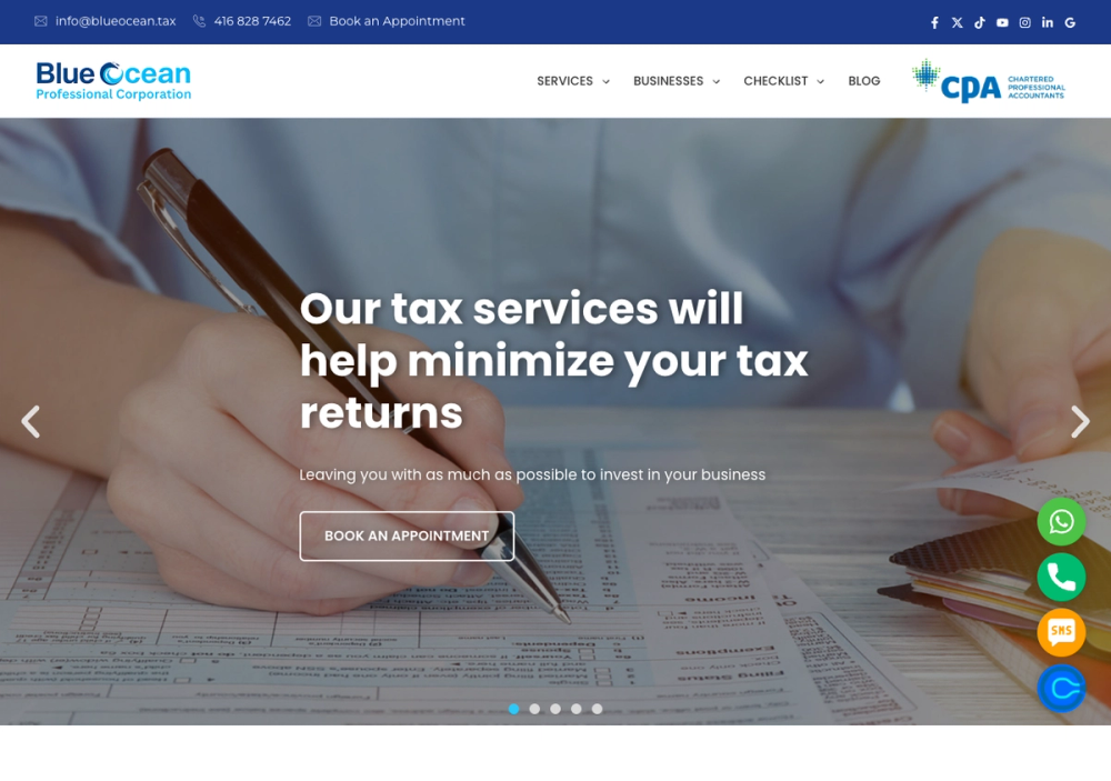 官网首页截图 · 2026-10-25 Blue Ocean Tax 官网首页截图