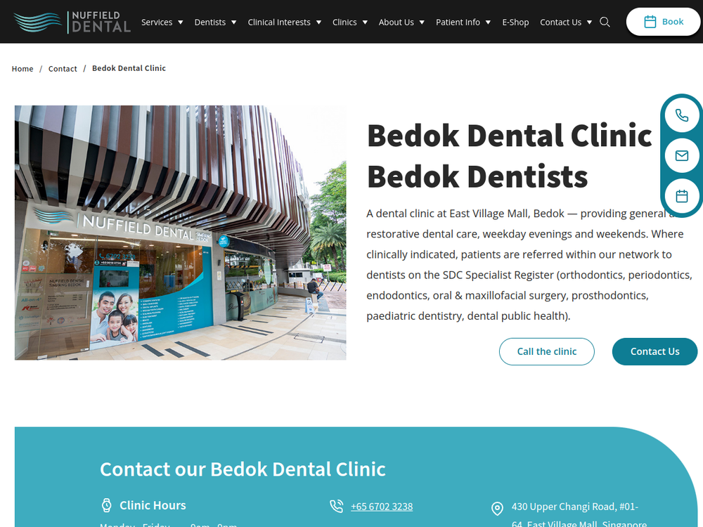 Nuffield Dental Simpang Bedok 官网首页截图