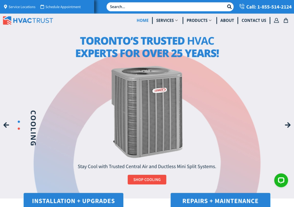 HVAC Trust 官网首页截图
