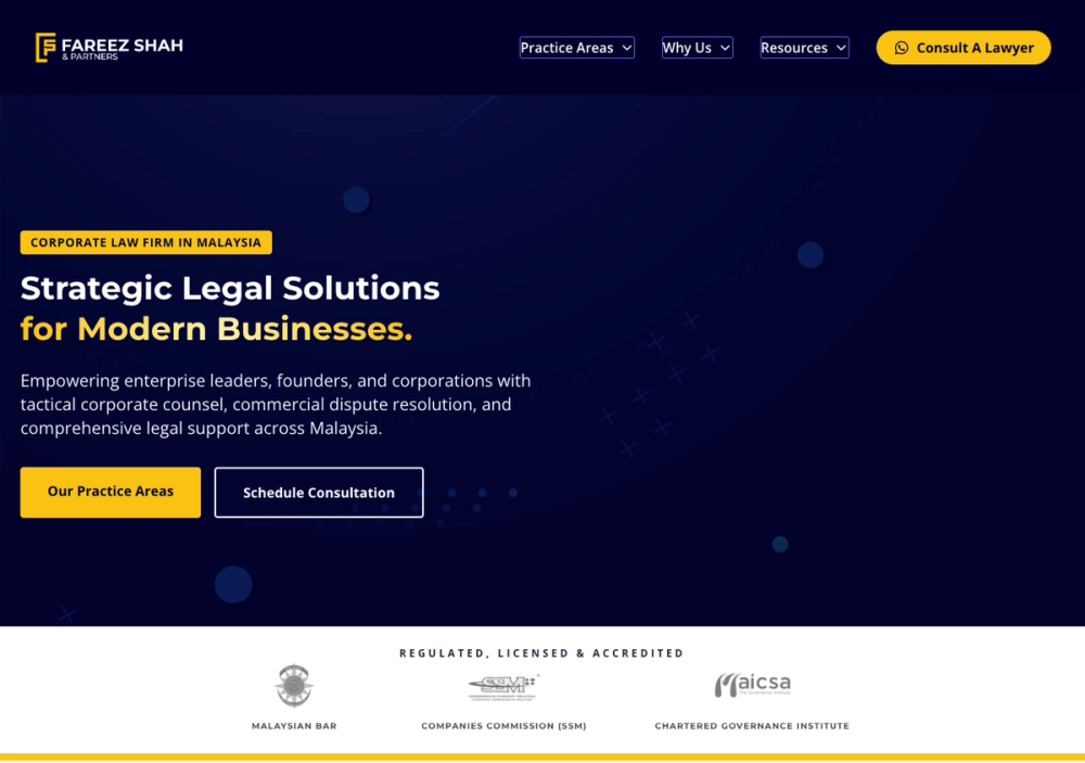 Fareez Shah & Partners 官网首页截图