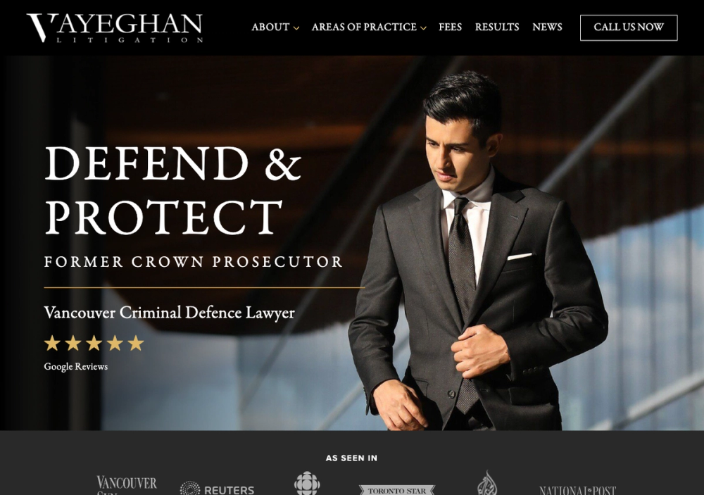 官网首页截图 · 2026-10-18 Vayeghan Litigation 官网首页截图