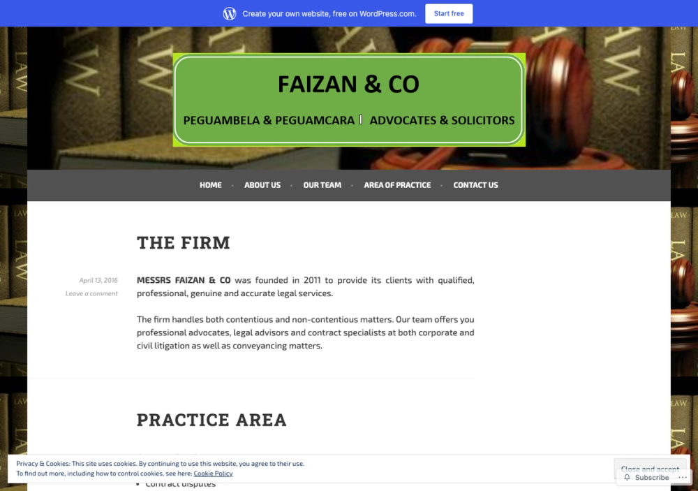 官网首页截图 · 2026-10-21 Pesuruhjaya Sumpah Tetuan Faizan & Co 官网首页截图