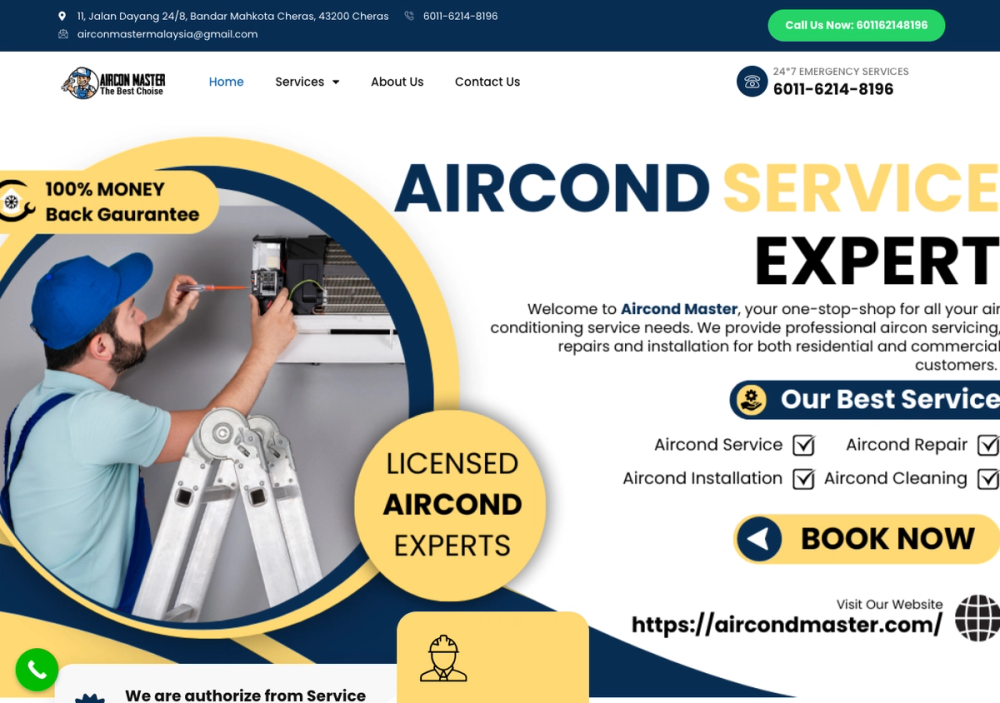 官网首页截图 · 2026-10-15 AirCond Master - Aircon Maintenance, Repair & Service 官网首页截图