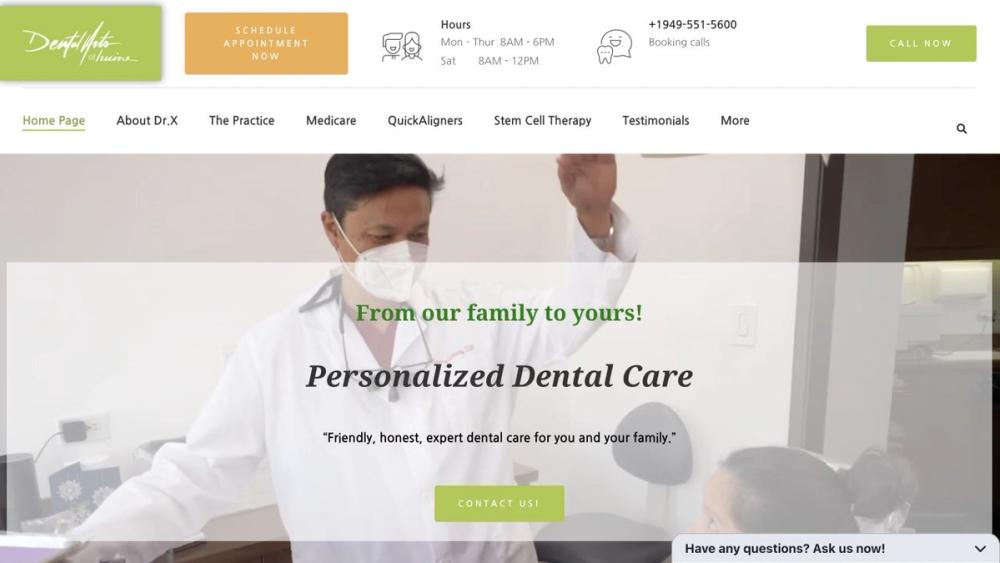 Dental Arts of Irvine 官网首页截图