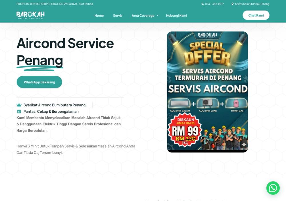 Barokah Service Aircond Penang 官网首页截图