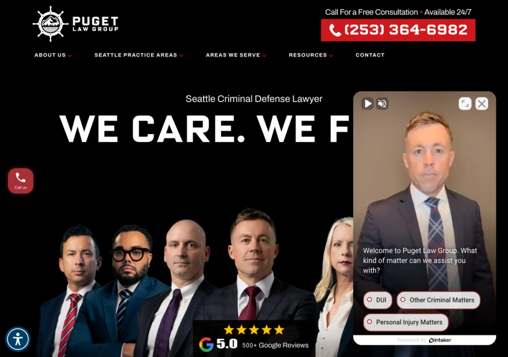 官网首页截图 · 2026-10-22 Puget Law Group 官网首页截图