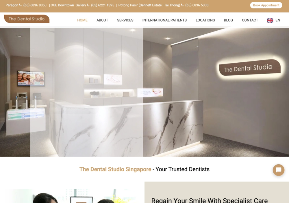 The Dental Studio @ Paragon 官网首页截图