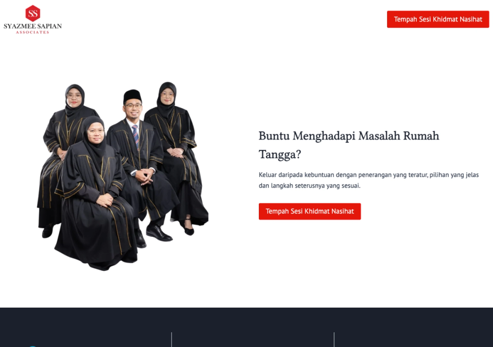 官网首页截图 · 2026-10-21 Syazmee Sapian & Associates 官网首页截图