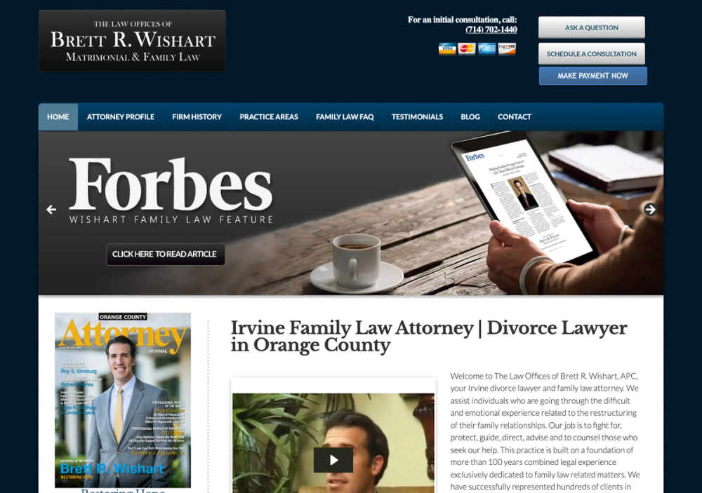 The Law Offices of Brett R. Wishart, APC 官网首页截图