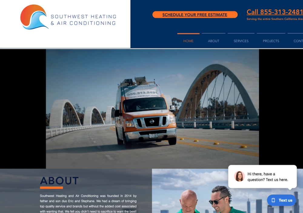 Southwest Heating & Air Conditioning 官网首页截图