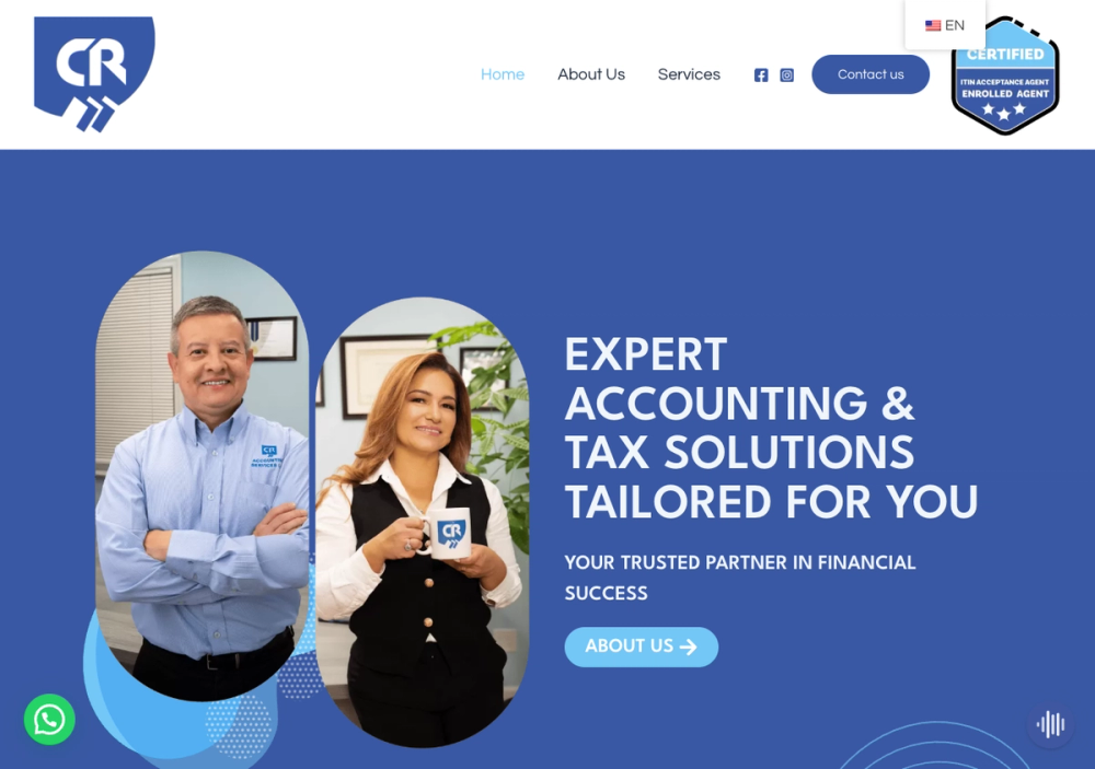 官网首页截图 · 2026-10-23 CR Accounting Services/ Contabilidad y Taxes en Queens 官网首页截图