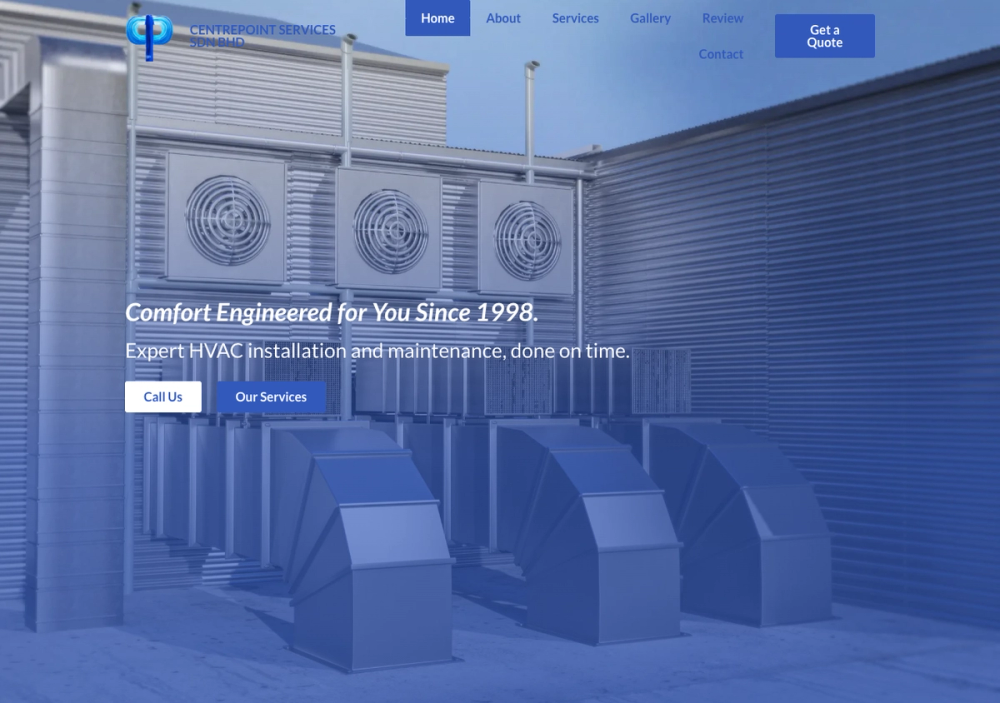 官网首页截图 · 2026-10-13 Centrepoint Services Sdn Bhd - (Air Conditioning & Refrigeration) 官网首页截图