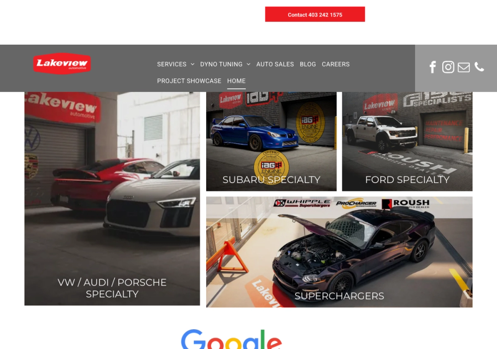 官网首页截图 · 2026-10-26 Lakeview Automotive Service & Performance Centre 官网首页截图