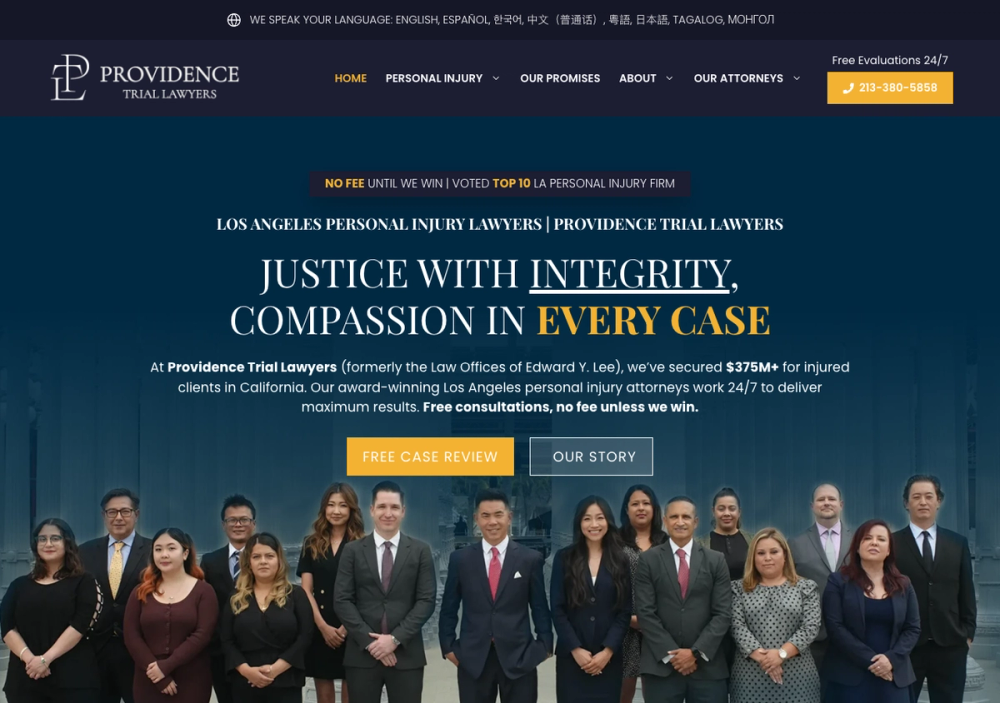 Providence Trial Lawyers 官网首页截图
