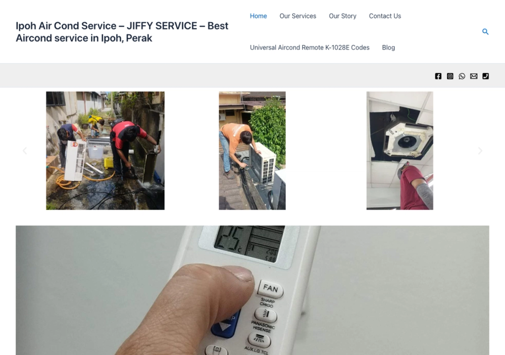 Jiffy Service Air-cond Ipoh (MJ Works Enterprise) 官网首页截图