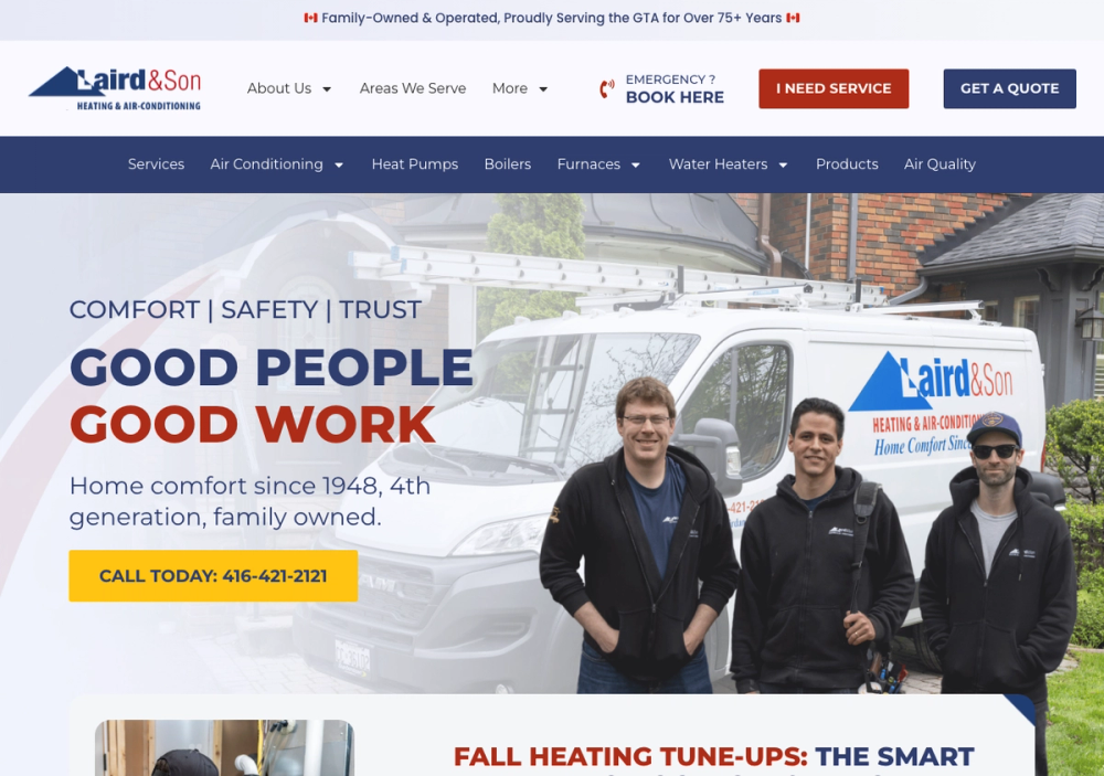 Laird & Son Heating & Air Conditioning Scarborough-Toronto 官网首页截图