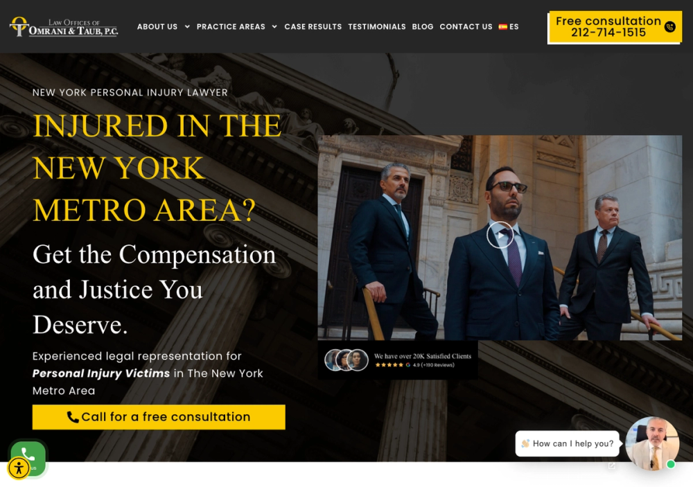 官网首页截图 · 2026-10-12 The Law Offices of Omrani & Taub, P.C. 官网首页截图