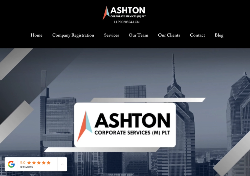 官网首页截图 · 2026-10-25 Ashton Corporate Services-Company Secretary/Company Registration (Sdn Bhd) Klang/Subang Jaya/Kuala Lumpur 官网首页截图