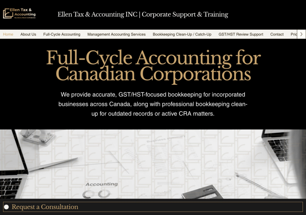 官网首页截图 · 2026-10-25 ELLEN TAX & ACCOUNTING INC 官网首页截图