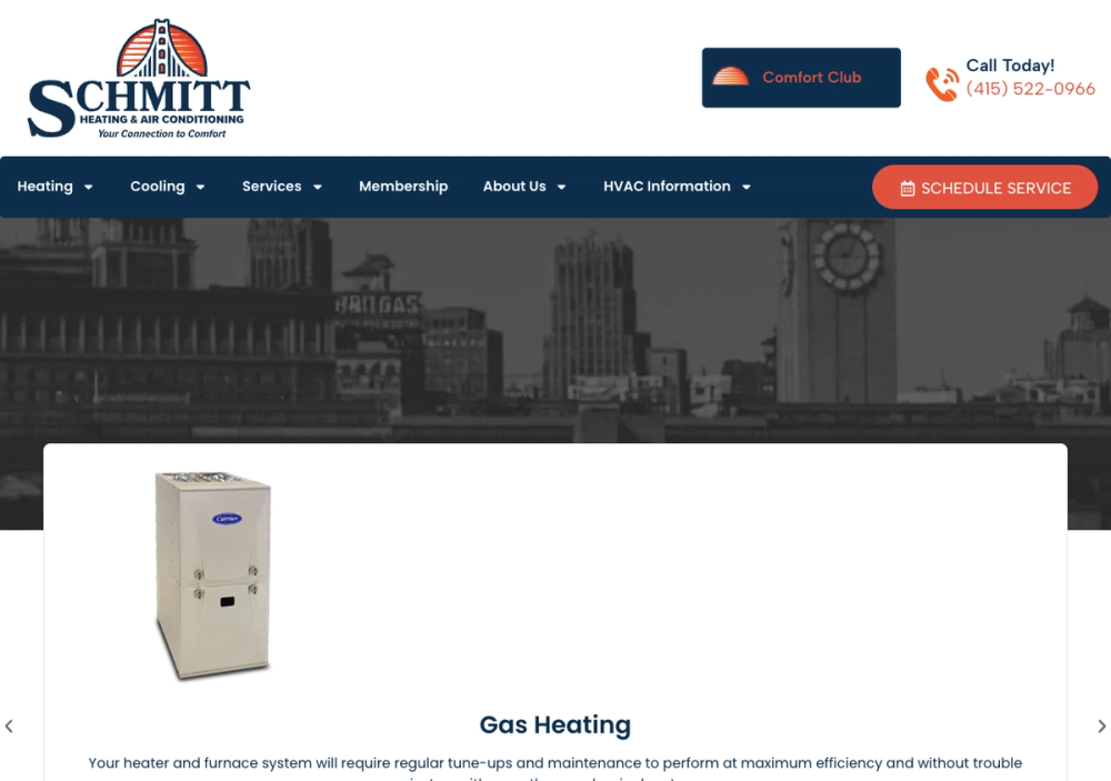 官网首页截图 · 2026-10-12 Schmitt Heating & Air Conditioning 官网首页截图