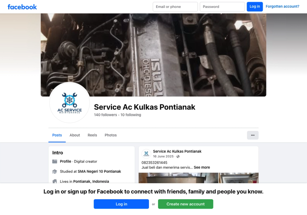 Service kulkas dan ac pontianak 官网首页截图