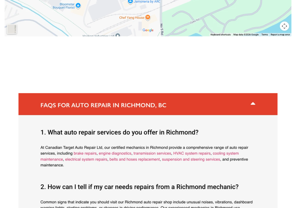 Canadian Target Auto Repair Richmond 官网首页截图