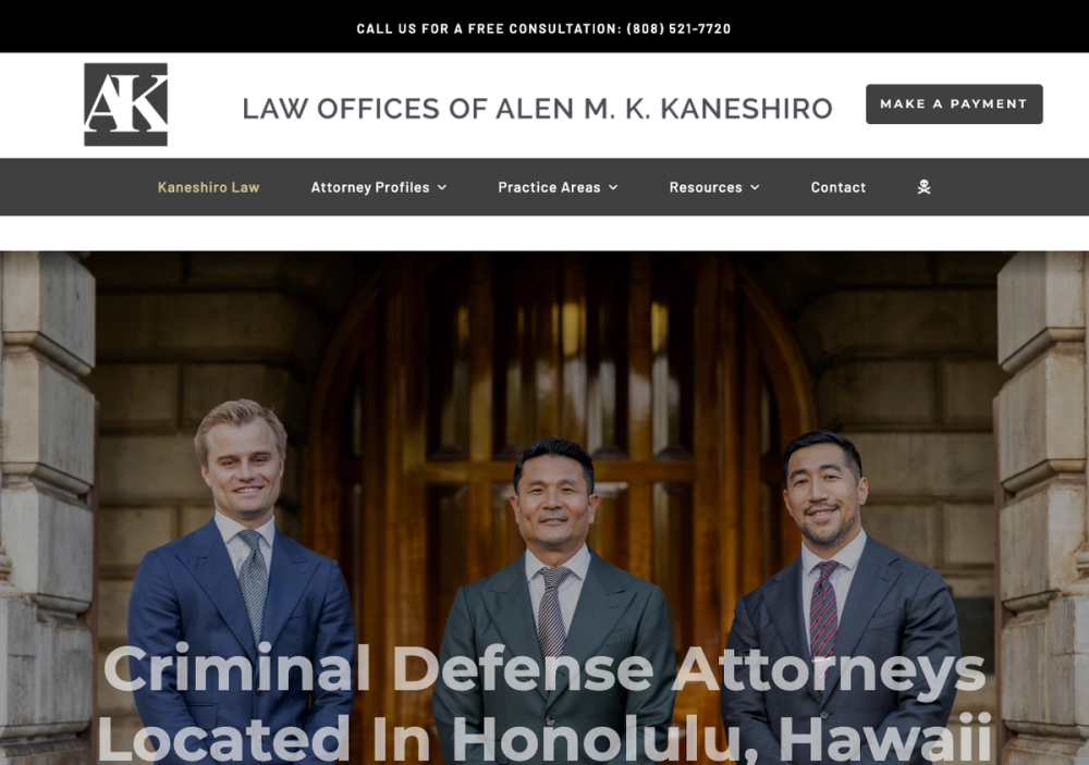 Alen M. K. Kaneshiro Attorney at Law 官网首页截图