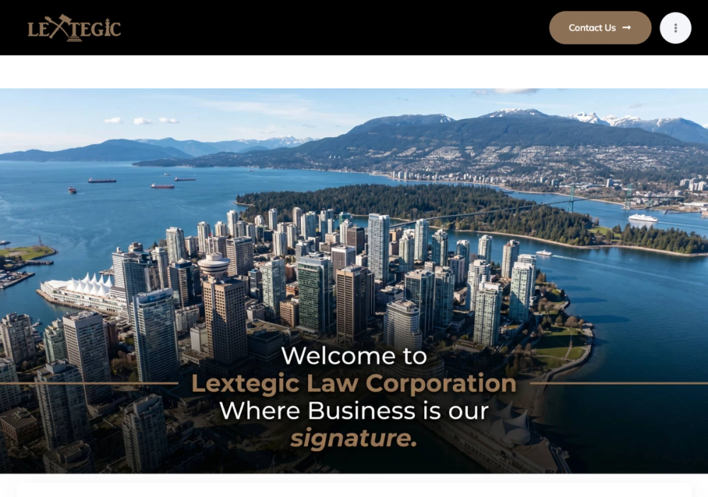 官网首页截图 · 2026-10-19 Lextegic Law Corporation 官网首页截图