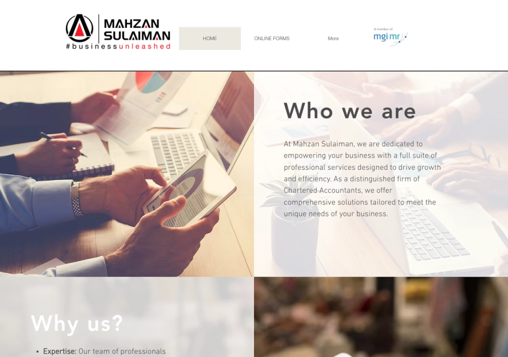 官网首页截图 · 2026-10-25 Mahzan Sulaiman - Virtual CFOs and Xero Cloud Accountants 官网首页截图