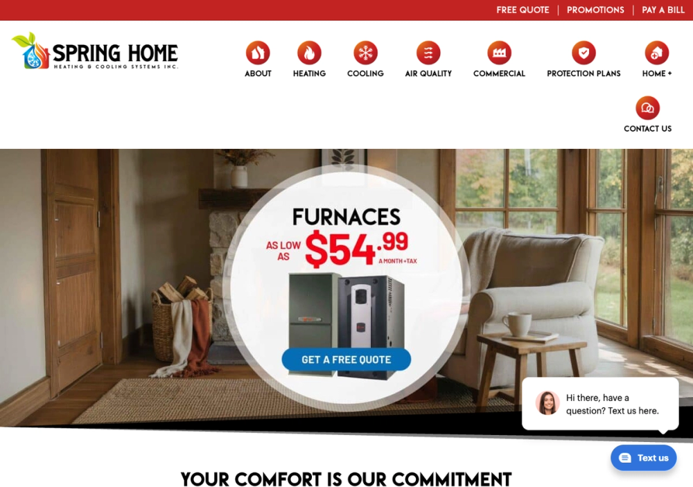 官网首页截图 · 2026-10-13 Spring Home Heating & Cooling 官网首页截图
