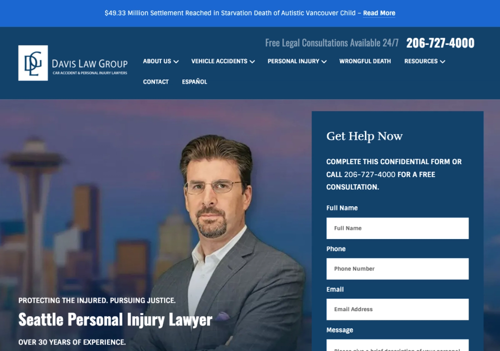 Davis Law Group 官网首页截图